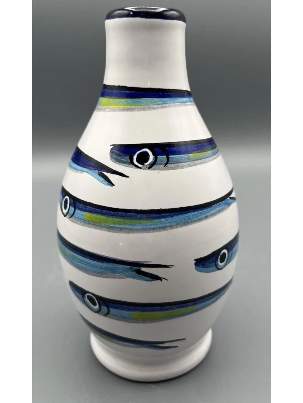 Ceramica Artistica Assunta Positano  Italy Fish Vase Hand Painted Coastal Beach
